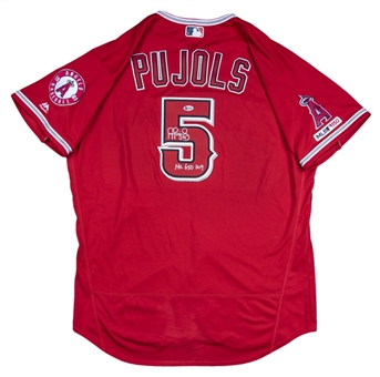 2019 Albert Pujols Game Used, Signed & Inscribed Los Angeles Angels Alternate Jersey Used For Career Home Run #650 & Career MLB Double #650 (MLB Authenticated & Beckett)